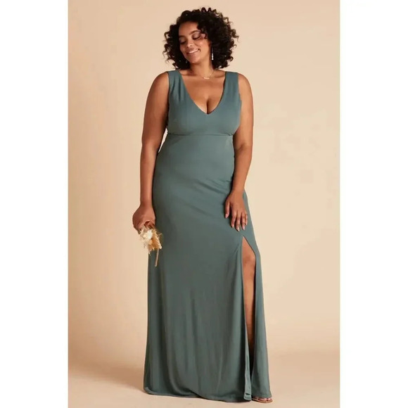 NWT Birdy Grey Shamin Maxi Dress Sleeveless V-Neck Lined Crepe Sea Glass Medium - Picture 1 of 6